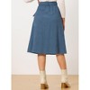 Allegra K Women's High Waist Solid Button Front A-Line Belted Corduroy Midi Skirt - 4 of 4
