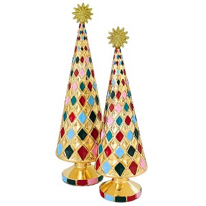Cody Foster 14.5 Inch Stacked Diamond Trees Christmas Decorative Tree Set , Lightweight Christmas Decor Christmas (2PC) - 1 of 4