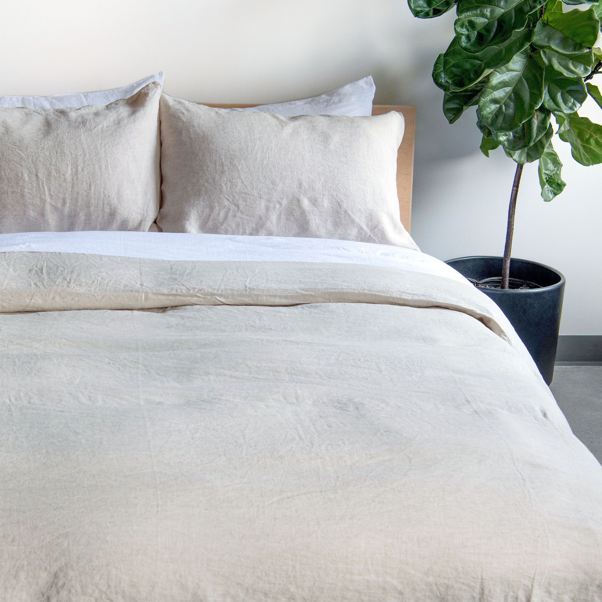 100% French Linen Duvet Cover & Sham Set - King/Cal King - Putty Heather | Bokser Home