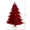 5ft. Red Flocked Fir Artificial Christmas Tree with 250 Red Lights, 26 Globe Bulbs and 490 Branches – Bold X-Mas Accent Tree - 2 of 4