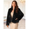 Seta T Women's Fleece Cropped Faux Fur Long Sleeve Pockets Shaggy Warm Winter Jacket - 3 of 4