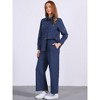 Allegra K Women's Linen Set Button Down Shirt and Drawstring Wide Leg Pants Casual Outfits 2 Pcs - 3 of 4