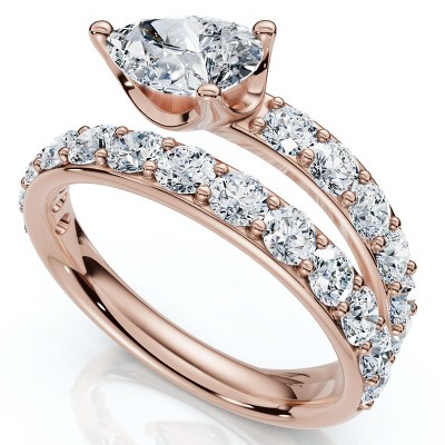 Pompeii3 2 1/10Ct Sonya Pear Diamond Wrap Ring 14k Gold or Platinum EF/VS