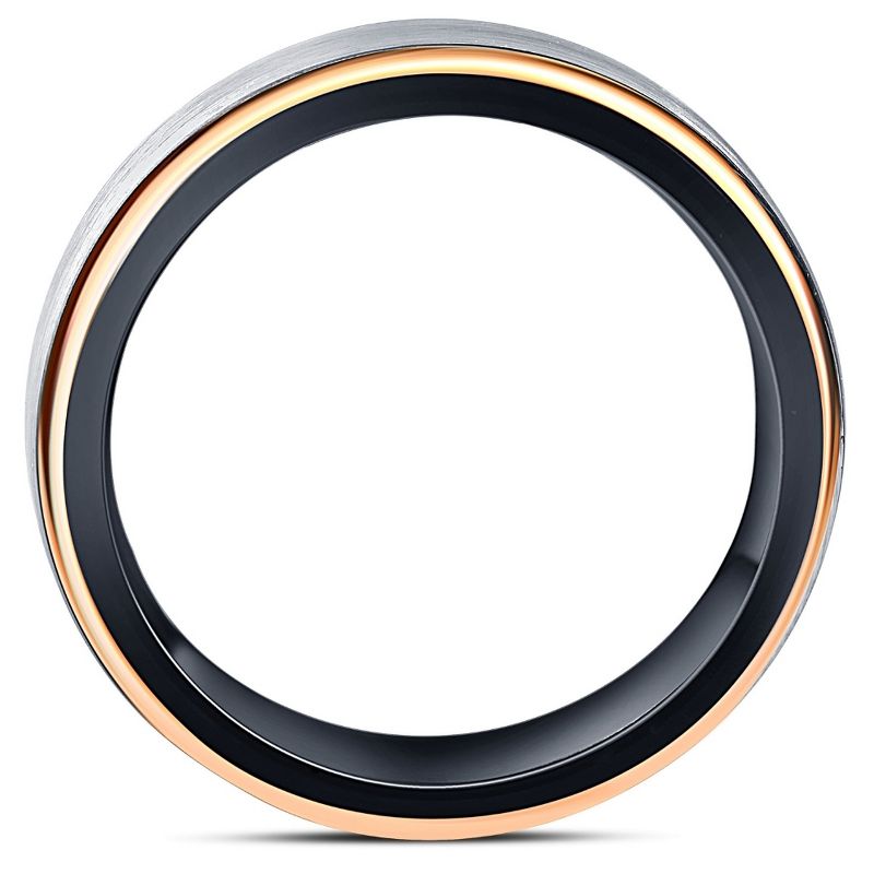 Pompeii3 Men's Brushed Black Tungsten & Rose Gold Plated Two Tone 6mm Ring Wedding Band, 2 of 5