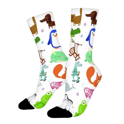 Cute Animals And Birds Women Printed Crew Socks Funny Funky Socks Soft Polyester Novelty Gifts for Artists Men
