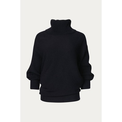 Women's OVERSIZED RIBBED-KNIT TURTLENECK SWEATER - Melody Fashion