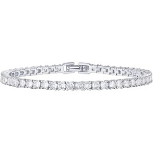 14K Gold Plated 3mm Cubic Zirconia Classic Tennis Bracelet | Gold Bracelets for Women | Size 6.5-7.5 Inch - 1 of 4