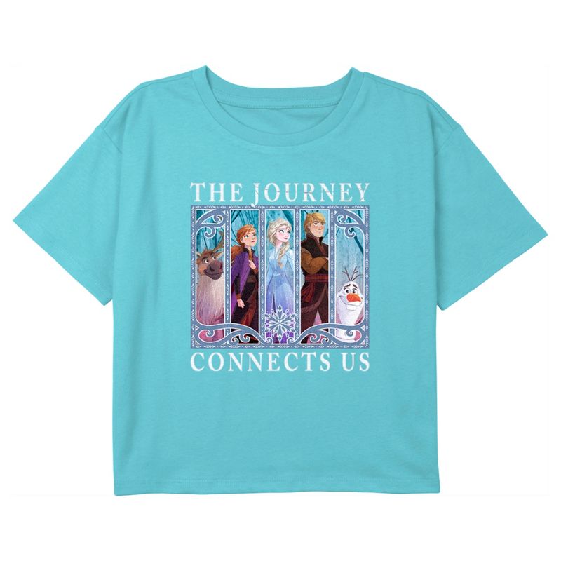 Girl's Frozen 2 The Journey Connects Us Crop T-Shirt, 1 of 4