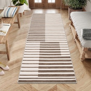Coolmee Area Rug for Living Room Washable Geometric Rug Stripe Farmhouse Bohemian Non Slip Ultra Thin Soft Rug for Bedroom - 1 of 4