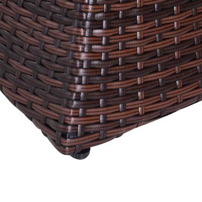 Brown Rattan Wicker Outdoor Side Table with Umbrella Hole