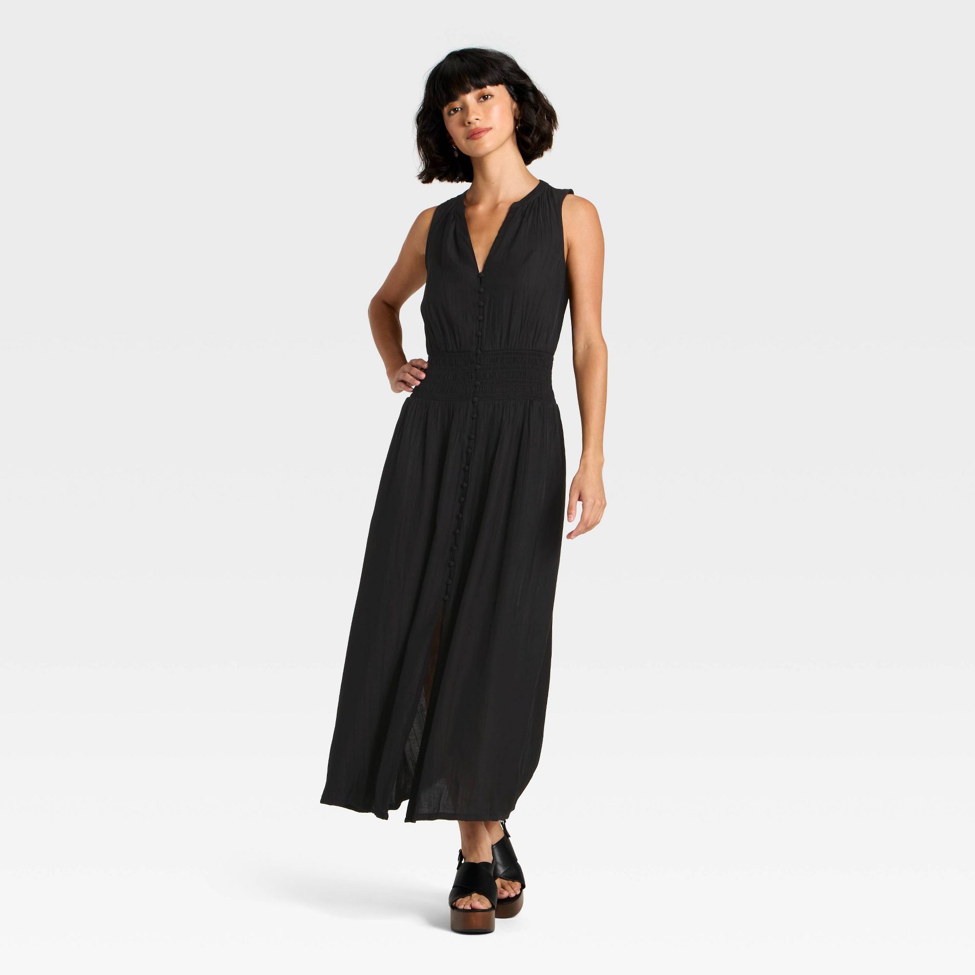Women's Button-Front Maxi A-Line Dress - Universal Thread™
