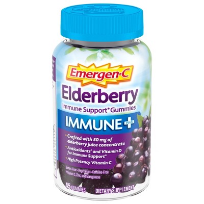 Emergen-C Immune+ Gummies with Vitamin C, D & Zinc - Elderberry - 45ct