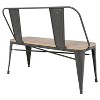 Oregon Industrial Dining/Entryway Bench with Gray Frame And Brown Wood - Lumisource - image 3 of 4