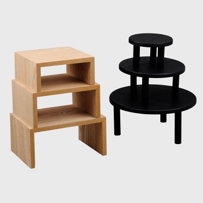 6ct Tiered Risers Black/Natural - Bullseye's Playground™