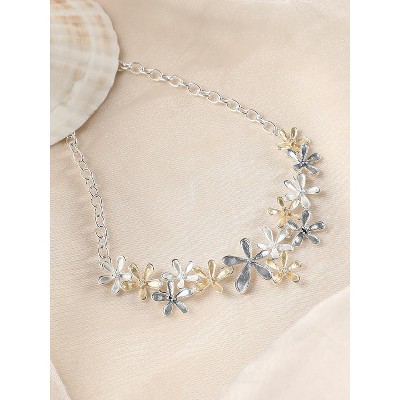 SOHI Women's Champayne Gold:Metallic Silver The Daisy Collar Necklace