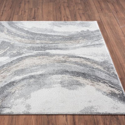 Gray Abstract Geometric Medium Pile Area Rug