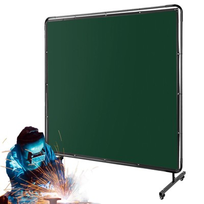 Welding Curtain Screen, Flame-Resistant Vinyl Welding Screen with Frame, 4 Swivel Wheel (2 Lockable) for Workshop and Industrial Protection
