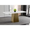LeisureMod Quinix Modern Rectangular Dining Table for 4 to 8 People with Glass/Sintered Stone Top and Gold Stainless Steel Base - 2 of 4