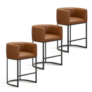 NEWLAYOUT Counter Height Bar Stools Set of 2, 24 Inch Seat Height Barstools for Dining Room, PU Leather Barstools - 1 of 4