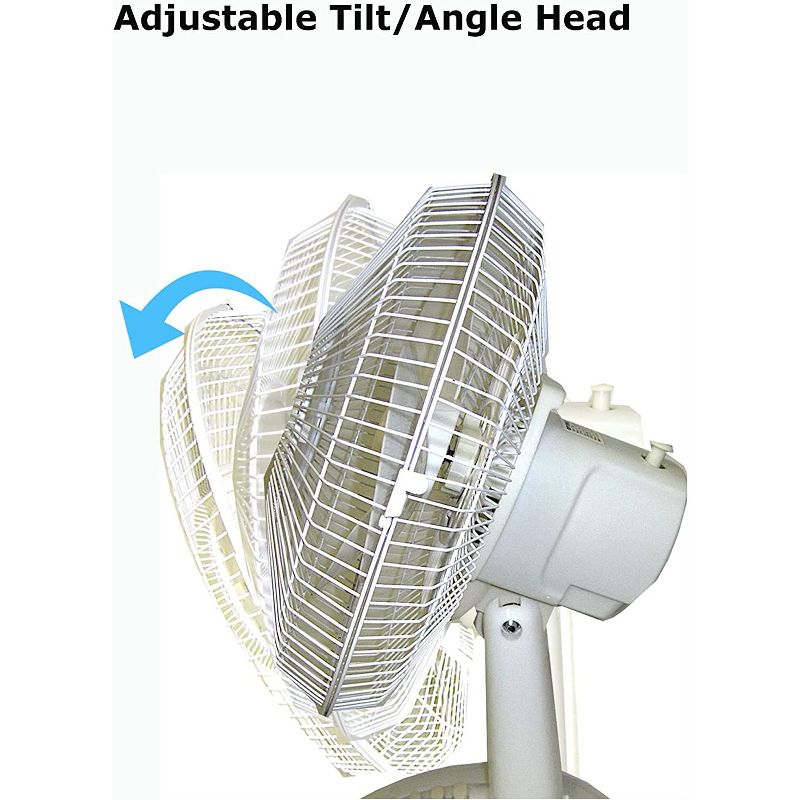 Optimus F-1230 12-Inch Oscillating 3-Speed Table Fan, White, 2 of 7