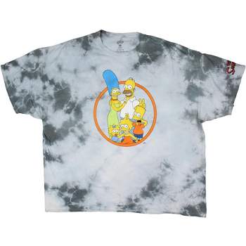 The Simpsons Men's Silly Family Picture Tie-Dye Adult Graphic T-Shirt