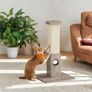 Cat Scratching Post with Interactive Ball Toy Cat Scratcher for Indoor Cats, 28.7 Inches Tall, Sturdy Claw-Sharpening Tower for Cats - 1 of 4