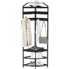 Freestanding Corner Coat Rack with Mesh Shelves & Anti-Toppling Design - All-Metal Shoe & Clothing Organizer for Entryway and Bedroom - 2 of 4