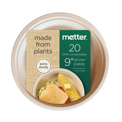 Matter 100% Compostable Fiber Dinner Plates - 9" - 20ct