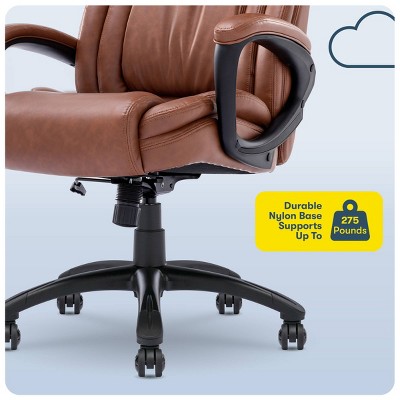 Cognac Bonded Leather Ergonomic Executive Office Chair