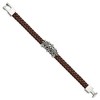 Black Bow Jewelry Stainless Steel & Brown Leather Fleur de Lis Cross Bracelet, 8.5 Inch - 2 of 4