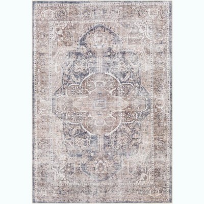 Mark & Day West Des Moines 6'7"x9' Rectangle Washable Woven Indoor Area Rugs Tan: Stain-Resistant, Traditional, Polyester