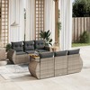 vidaXL 7 Piece Patio Sofa Set with Cushions - Gray Poly Rattan - 2 of 4