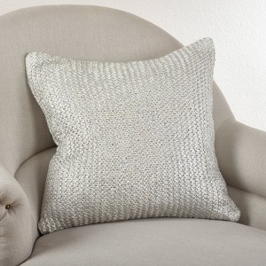 Down Filled Knitted Design Throw Pillow Ivory - Saro Lifestyle - 1 of 3