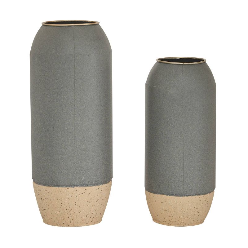 Set of 2 Round Metal Vases Gray/Beige - Olivia &#38; May, 6 of 14