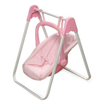 Badger Basket Doll Swing and Carrier - Pink Gingham