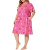 Agnes Orinda Women's Plus Size Comfort Pattern V Neck Short Sleeve Nightgowns - 2 of 4