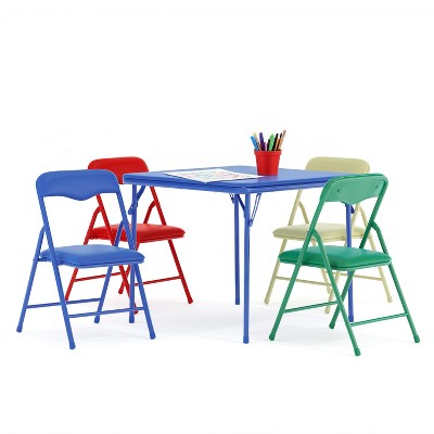 Kids Colorful 5-Piece Folding Table and Chair Set