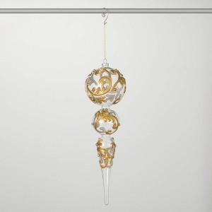 14.5"H Sullivans Christmas Encrusted Gold Finial Ornament  Clear-Gold - 1 of 3