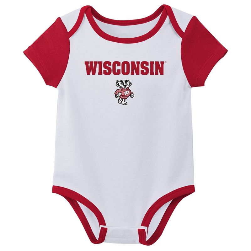 NCAA Wisconsin Badgers Infant 3pk Bodysuit, 2 of 5