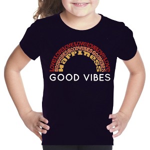 LA Pop Art Girl's Word Art T-shirt - Good Vibes - 1 of 4