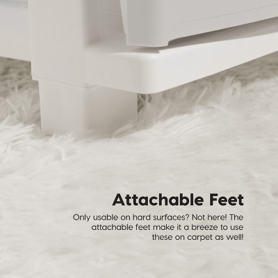 Slim White Plastic 4-Drawer Storage Cart with Casters