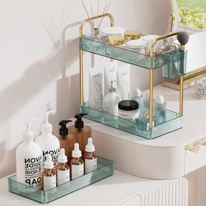 Hachikiko 3 Tier Acrylic Rolling Storage Cart - Clear Bathroom Organizer with 4 Extension Poles,Transparent Utility Cart with Wheels - 1 of 4