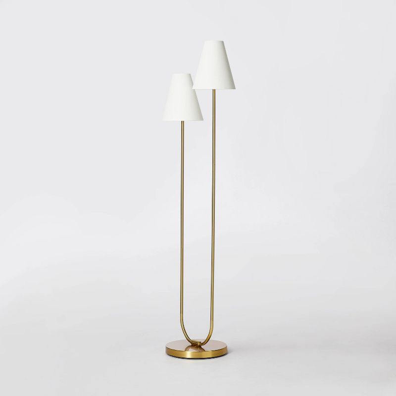 60.25&#34;x18&#34; 2-Head Floor Lamp Brass - Threshold&#8482; designed with Studio McGee, 1 of 8
