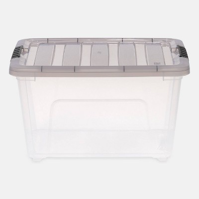 32 Quart Clear Stackable Plastic Storage Bin with Lid