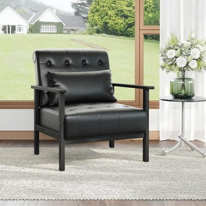 PU Leather Accent Chair for Living Room, Upholstered Reading Chair with High Backrest for Bedroom, Home Office - 1 of 4