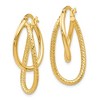 Black Bow Jewelry Polished and Textured 14k Yellow Gold Bent Double Hoop Earrings, 32mm - 2 of 4