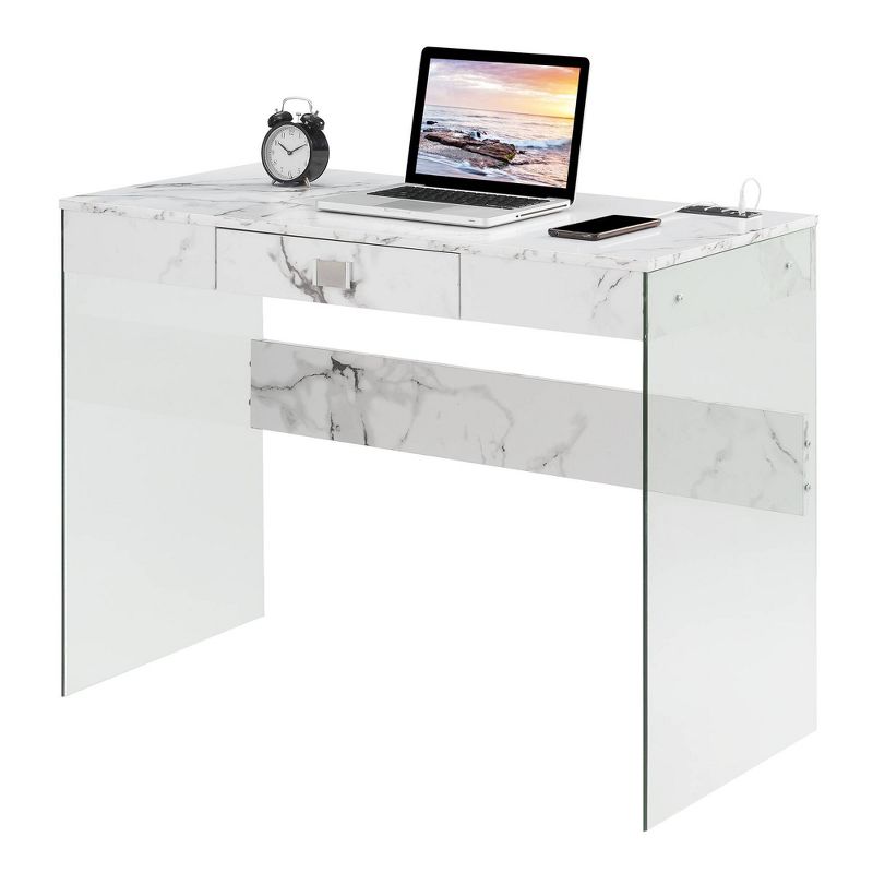 42" SoHo Glass Desk with Charging Station - Breighton Home, 4 of 8