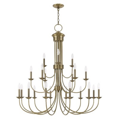 Estate Antique Brass Grand Chandelier with 21 Lights
