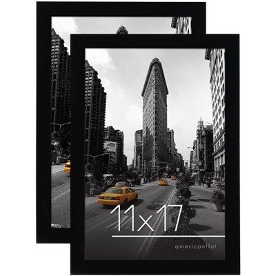 Americanflat 11x17 Picture Frame in Black - Legal Sized Paper Display - Composite Wood with Shatter Resistant Glass (2-Pack)