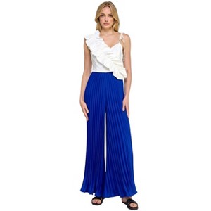 Slickblue Women's Cami Jumpsuit with Asymmetrical Ruffle and Pleated Bottom, Color & Size Options - 1 of 4